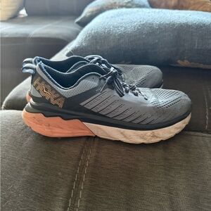 Hoka One One Gray and Coral Athletic Shoes